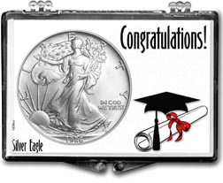 1986 Congratulations Graduate American Silver Eagle Gift Display THUMBNAIL