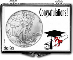 1999 Congratulations Graduate American Silver Eagle Gift Display THUMBNAIL