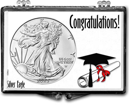 Congratulations Graduate American Silver Eagle Gift Display LARGE