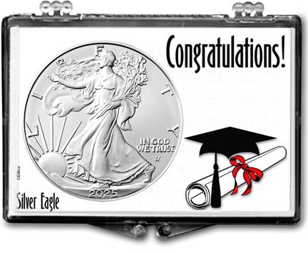 Congratulations Graduate American Silver Eagle Gift Display LARGE