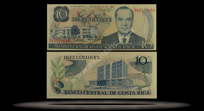 Costa Rica Banknote, 10 Colones, 2.10.1985, P#237b MAIN