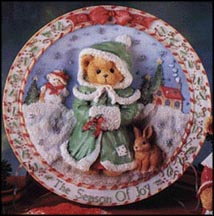 Girl In Green Dress - The Season Of Joy, Cherished Teddies Plate #141550 MAIN