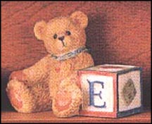 Bear With E Block, Cherished Teddies Block Letter #158488E MAIN