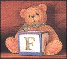 Bear With F Block, Cherished Teddies Block Letter #158488F MAIN