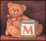 Bear With M Block, Cherished Teddies Block Letter #158488M MAIN