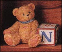 Bear With N Block, Cherished Teddies Block Letter #158488N MAIN