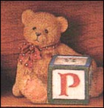 Bear With P Block, Cherished Teddies Block Letter #158488P MAIN