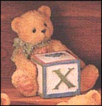 Bear With X Block, Cherished Teddies Block Letter #158488X MAIN