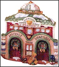 Winter Train Depot Building, Cherished Teddies Figurine #352683 MAIN