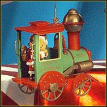 Santa Riding Train, Cherished Teddies Ornament #401196 MAIN