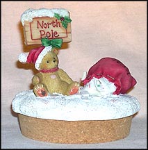 Teddie With North Pole Sign, Cherished Teddies Candle Topper #778273 MAIN