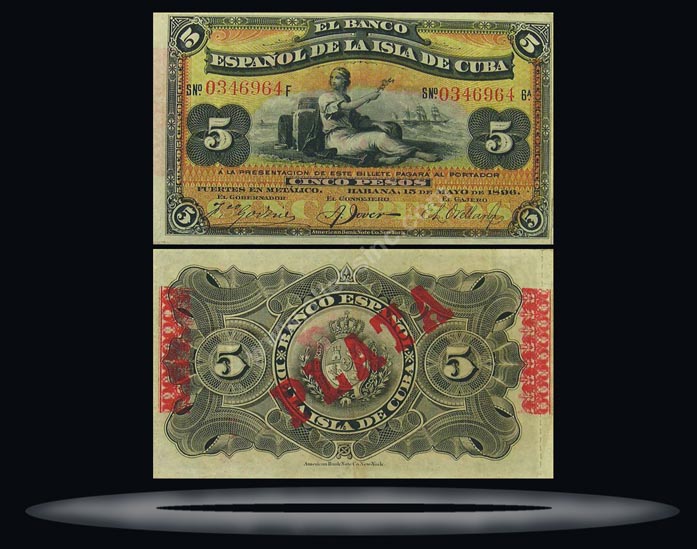 Cuba Banknote, 5 Pesos, 15.2.1897, P#48c MAIN