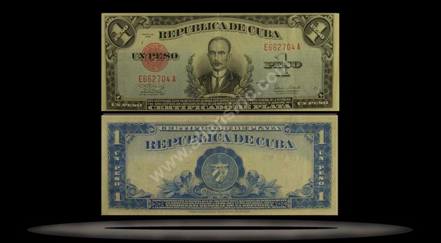 Cuba Banknote, 1 Peso, 1945, P#69f MAIN