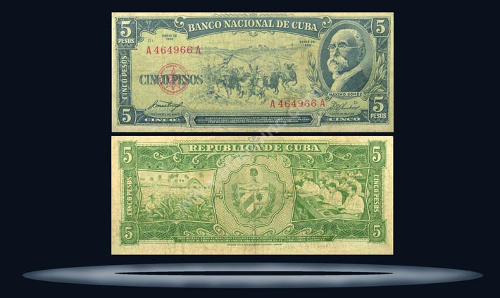 Cuba Banknote, 5 Pesos, 1960, P#91c MAIN