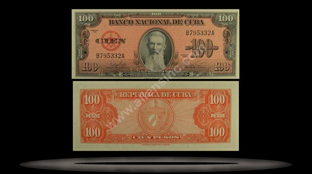 Cuba Banknote, 100 Pesos, 1959, P#93 MAIN