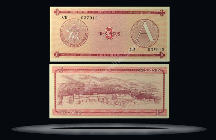 Foreign Exchange, Cuba Banknote, 3 Pesos, ND (1985), P#2 MAIN