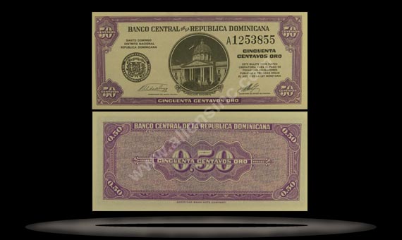Dominican Republic Banknote, 50 Centavos, ND (1961), P#89a MAIN
