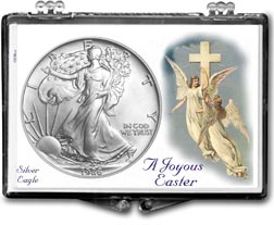 1986 A Joyous Easter with Angels American Silver Eagle Gift Display THUMBNAIL