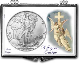 1992 A Joyous Easter with Angels American Silver Eagle Gift Display THUMBNAIL