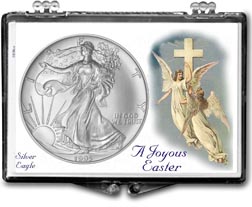 1995 A Joyous Easter with Angels American Silver Eagle Gift Display THUMBNAIL