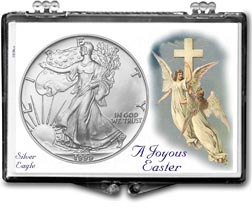 1999 A Joyous Easter with Angels American Silver Eagle Gift Display THUMBNAIL