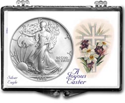 1986 A Joyous Easter with Cross American Silver Eagle Gift Display THUMBNAIL