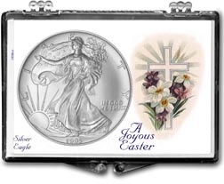 1995 A Joyous Easter with Cross American Silver Eagle Gift Display THUMBNAIL