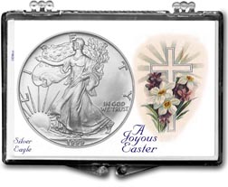 1999 A Joyous Easter with Cross American Silver Eagle Gift Display THUMBNAIL