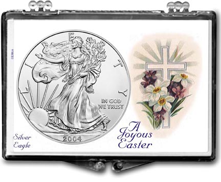 2004 A Joyous Easter with Cross American Silver Eagle Gift Display LARGE