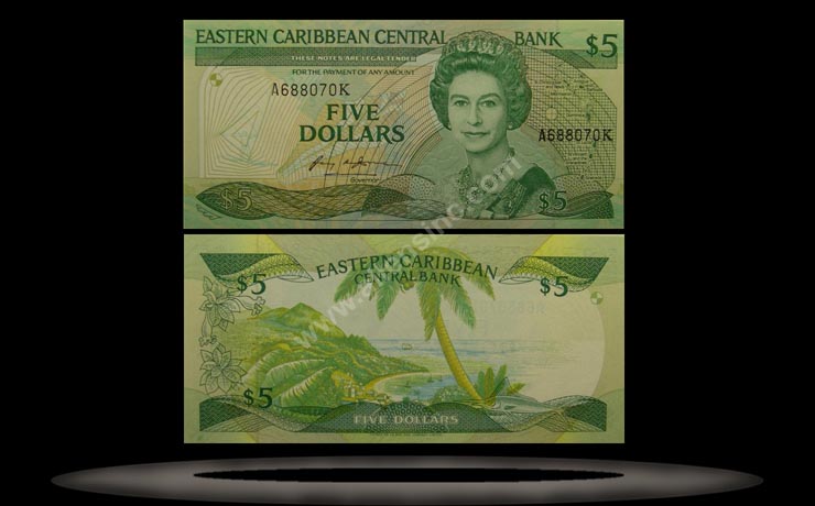 Antigua, East Caribbean States Banknote, 5 Dollars, ND (1986-88), P#18a MAIN
