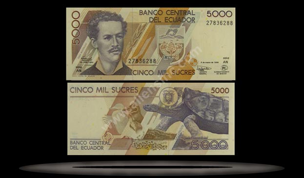 Ecuador Banknote, 5000 Sucres, 6.3.1999, P#128c MAIN