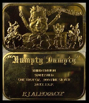 Watergate 'Humpty Dumpty' - Inauguration, gold plated' Art Bar by EJ Aleo & Associates. MAIN