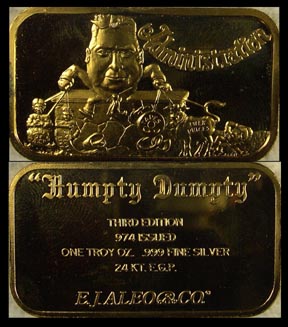 Watergate 'Humpty Dumpty' - Administration, gold plated' Art Bar by EJ Aleo & Associates. MAIN