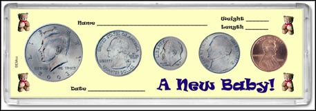 Snap-Tite Set Display - 2" x 6", Cent thru Half Dollar - A New Baby MAIN