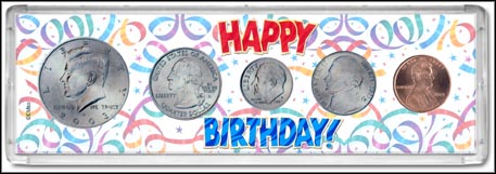 Snap-Tite Set Display - 2" x 6", Cent thru Half Dollar - Happy Birthday MAIN