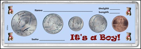 Snap-Tite Set Display - 2" x 6", Cent thru Half Dollar - It's A Boy MAIN