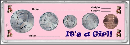 Snap-Tite Set Display - 2" x 6", Cent thru Half Dollar - It's A Girl MAIN