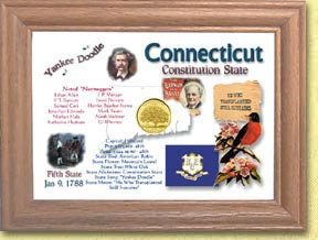 Connecticut State Quarter Frame - with Gold Plated State Quarter MAIN