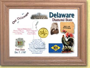 Delaware State Quarter Frame - with Gold Plated State Quarter MAIN