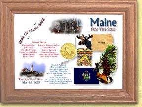 Maine State Quarter Frame - with Gold Plated State Quarter MAIN