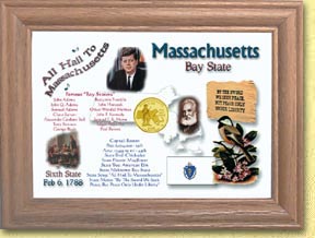 Massachusetts State Quarter Frame - with Gold Plated State Quarter MAIN