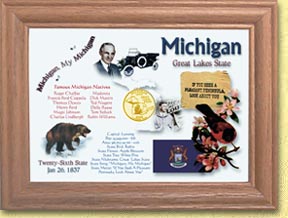 Michigan State Quarter Frame - with Gold Plated State Quarter MAIN