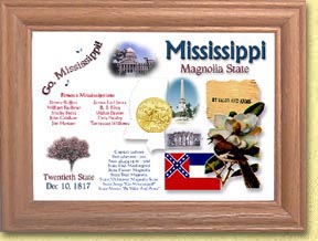 Mississippi State Quarter Frame - with Gold Plated State Quarter MAIN