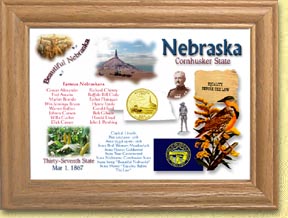 Nebraska State Quarter Frame - with Gold Plated State Quarter MAIN
