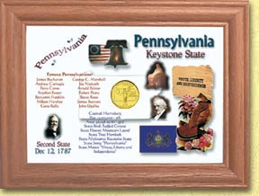 Pennsylvania State Quarter Frame - with Gold Plated State Quarter MAIN