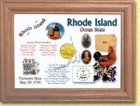 Rhode Island State Quarter Frame - with Gold Plated State Quarter MAIN