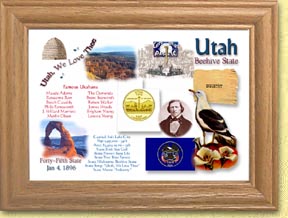 Utah State Quarter Frame - with Gold Plated State Quarter MAIN