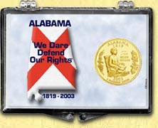 Alabama - State Motto Snaplock Display - with Gold Plated State Quarter MAIN