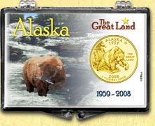 Alaska - The Great Land Snaplock Display - with Gold Plated State Quarter MAIN