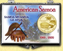 American Samoa - Beach Snaplock Display - with Gold Plated Territorial Quarter MAIN